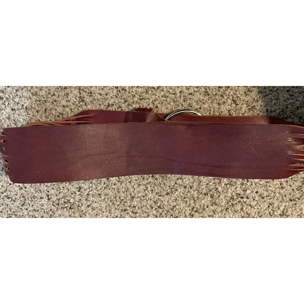 Fabio Corti Women's Belt Wide Leather Soft Burgundy Silver Buckle Italy Medium